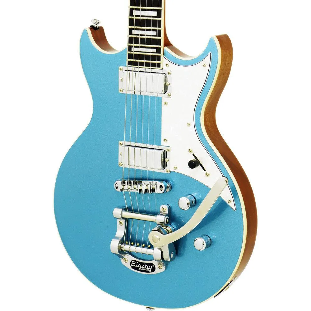 Aria 212-MK2 Bowery Semi-Hollow Electric Guitar in Phantom Blue - Image 3