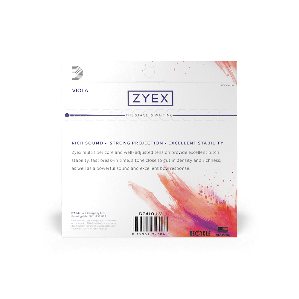 D'Addario Zyex Viola String Set, Long Scale, Medium Tension - Image 3