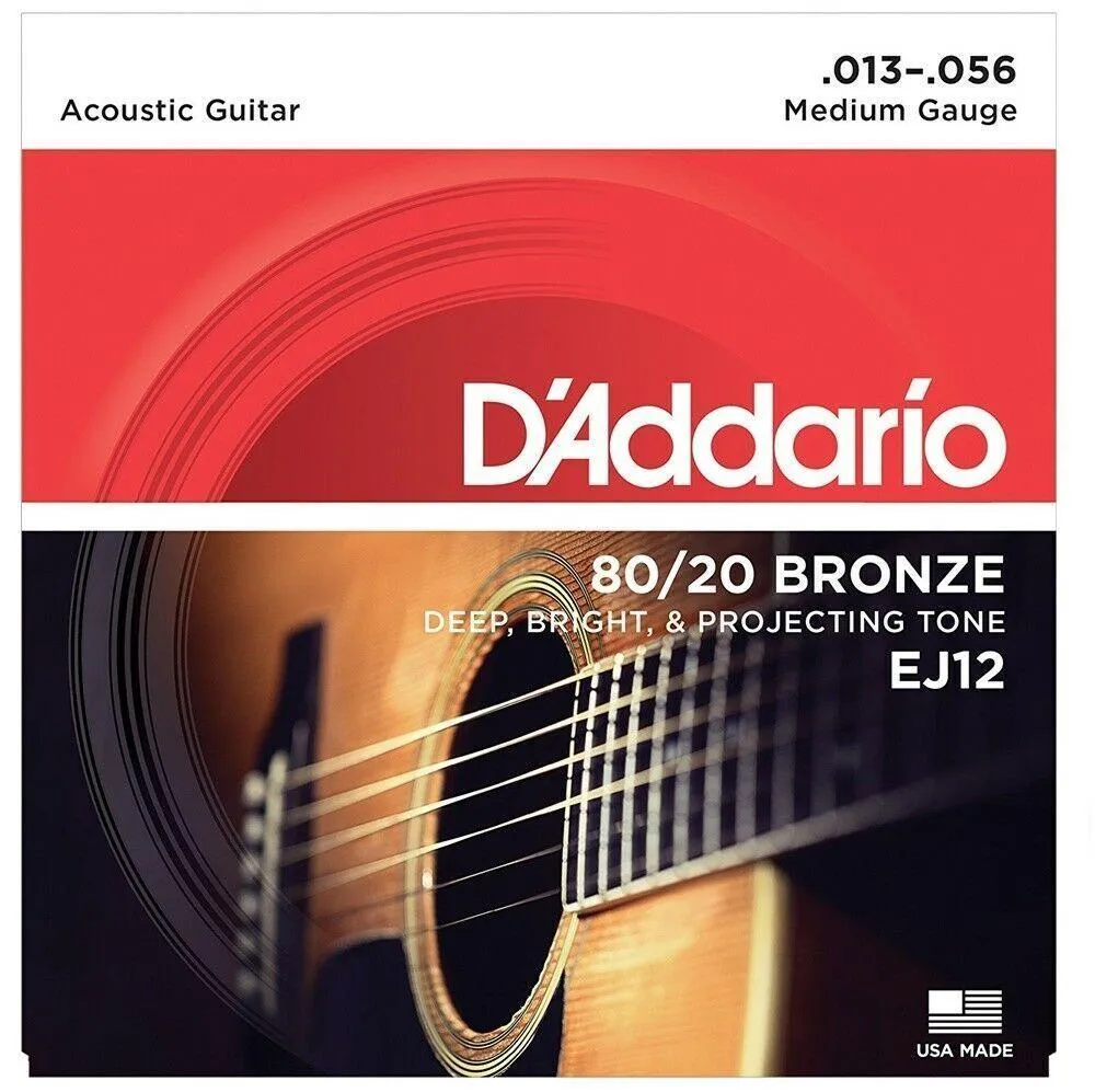 D'Addario EJ12 80/20 Bronze Acoustic Guitar Strings 13 - 56 - 4 SETS - Image 3