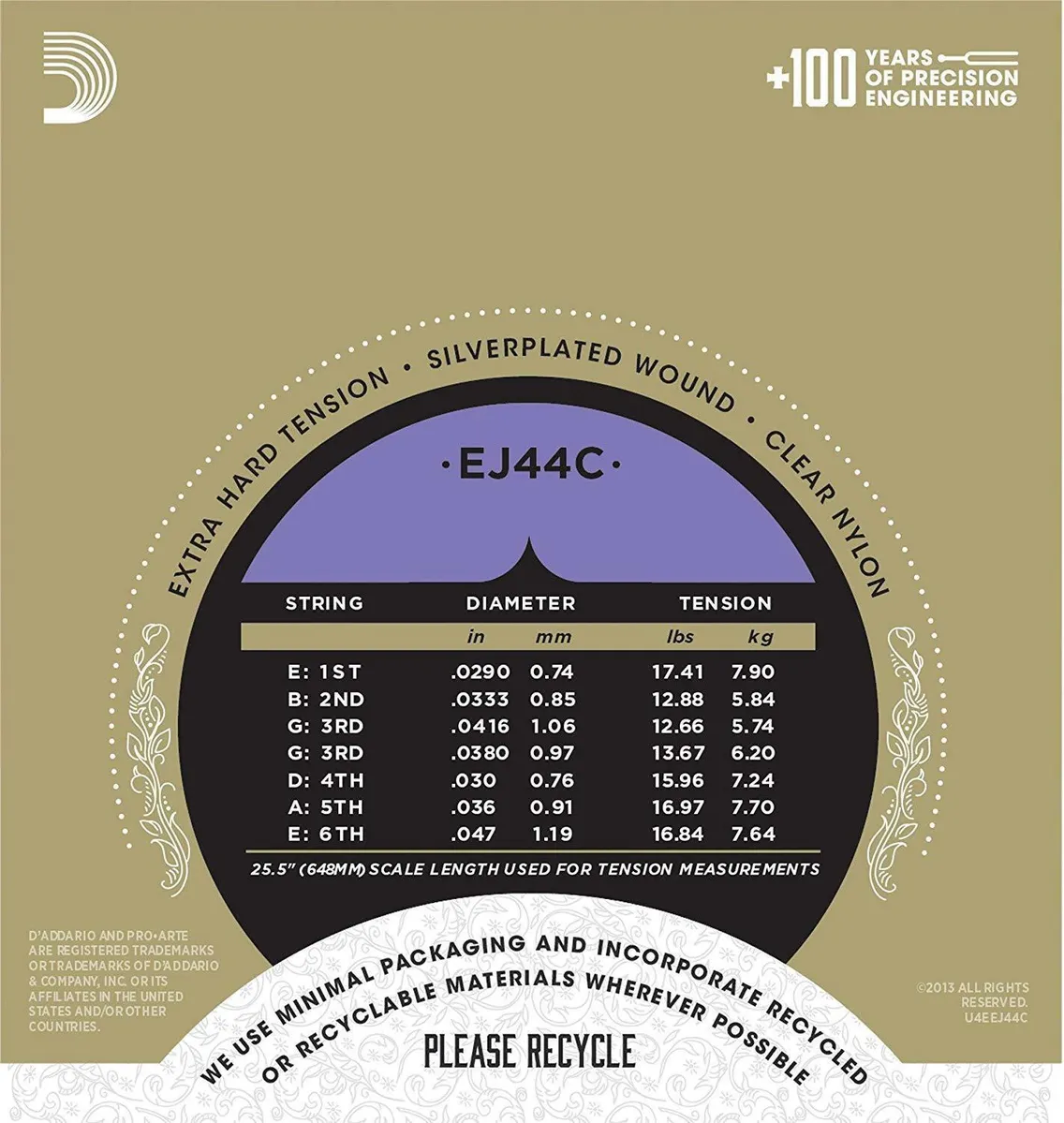 D'Addario EJ44C Pro-Arte Composite Classical Guitar Strings, Extra-Hard Tension - Image 3