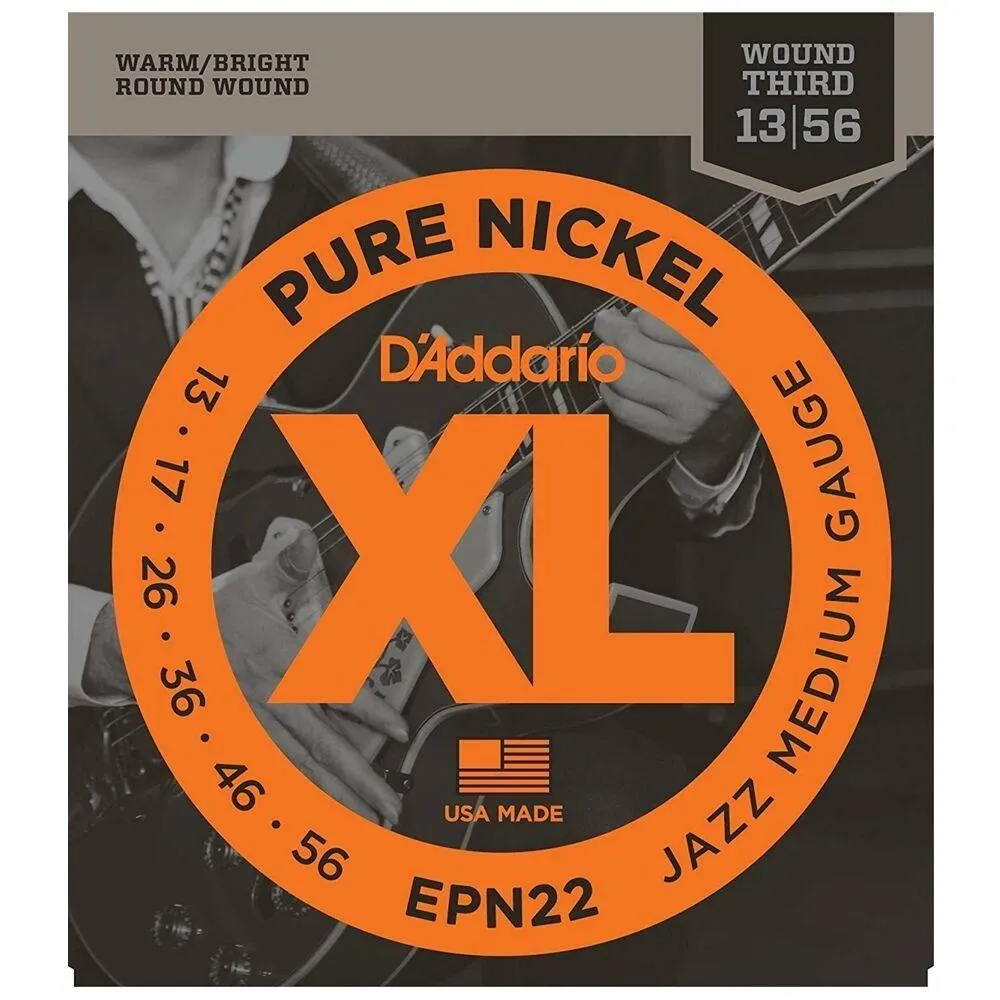 D'Addario EPN22 Pure Nickel Jazz Medium Electric Guitar Strings 13 - 56 - 4 Sets - Image 3