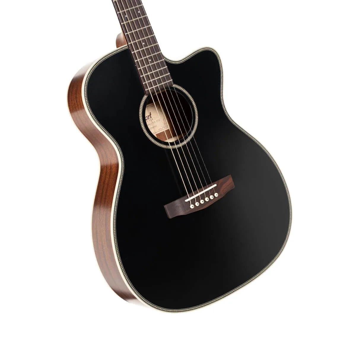 Cort ESSENCE OC4-BTSG Acoustic / Electric Guitar - Fishman Pickup - Black - Image 3