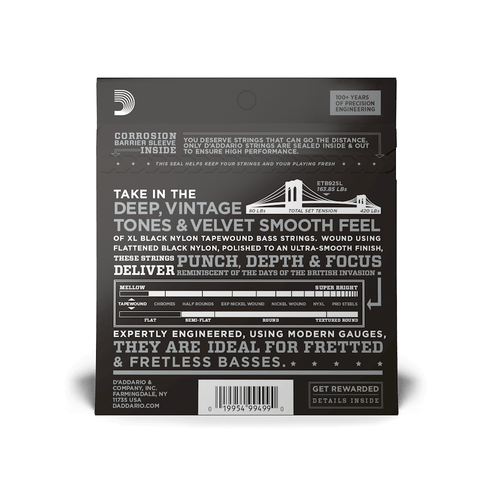 D'Addario ETB92SL Tapewound Bass Guitar Strings, Medium, 50-105, Super Long Scale - Image 3