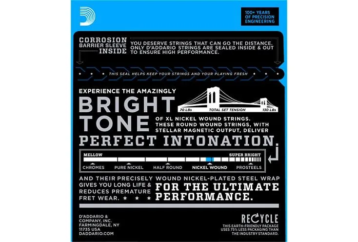 D'Addario 4 x EXL148 Nickel-Wound, Drop C Tuning Electric Guitar Strings 12 - 60 - Image 3