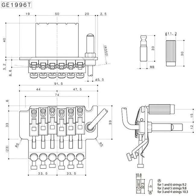 Gotoh GE1996T Floyd Rose Double Locking Tremolo - Chrome - Image 3