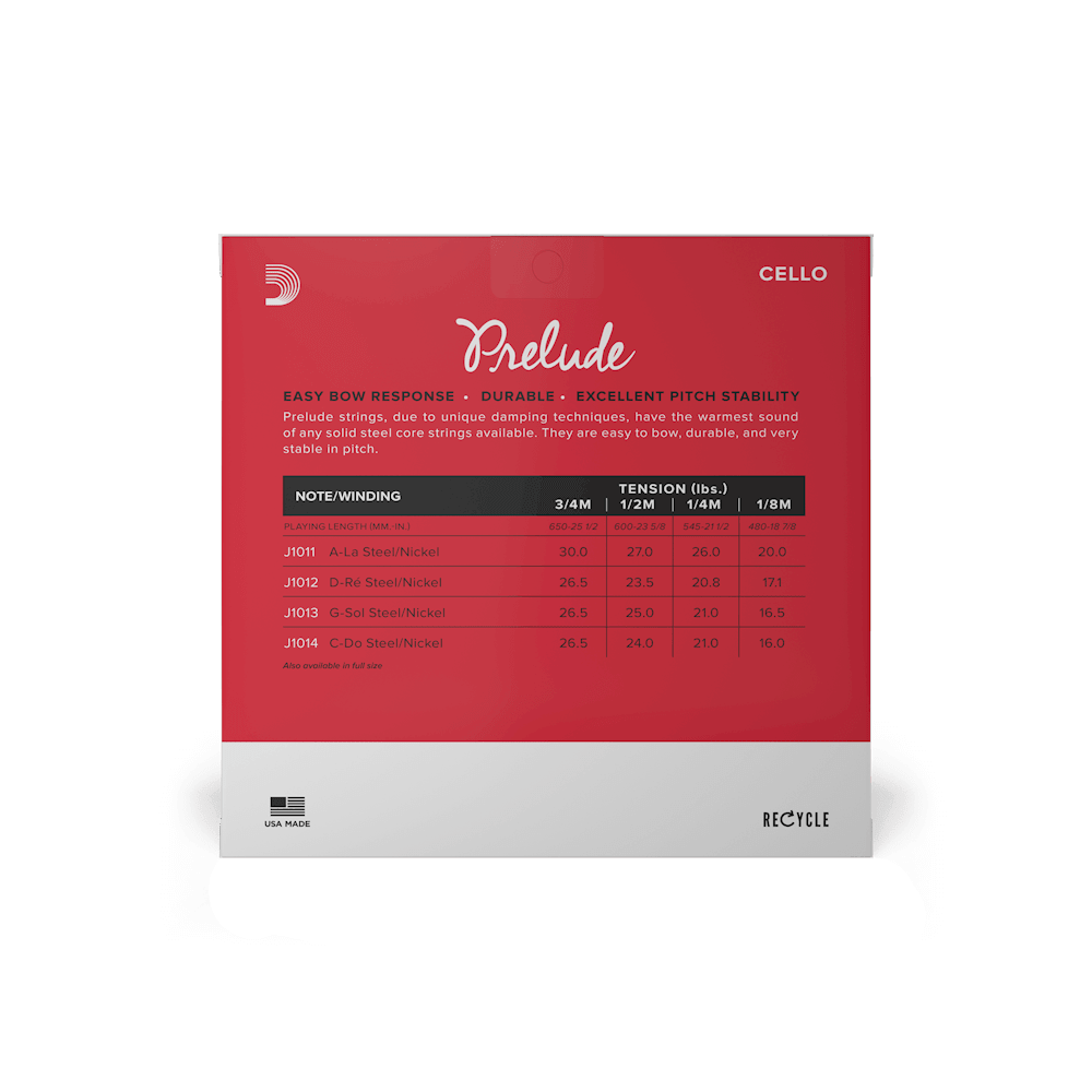 D'Addario Prelude Cello String Set, 1/2 Scale, Medium Tension - Image 3