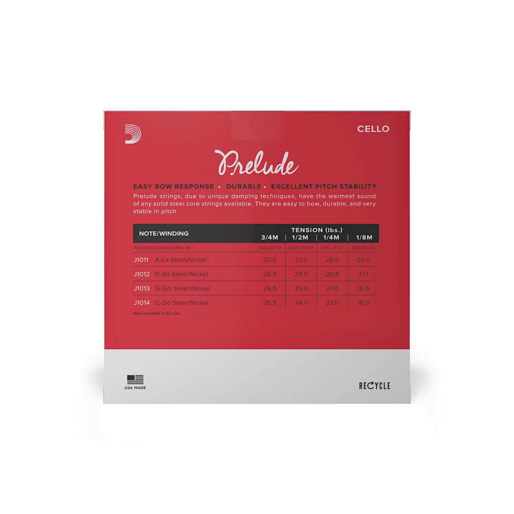 D'Addario Prelude Cello String Set, 3/4 Scale, Medium Tension - Image 3
