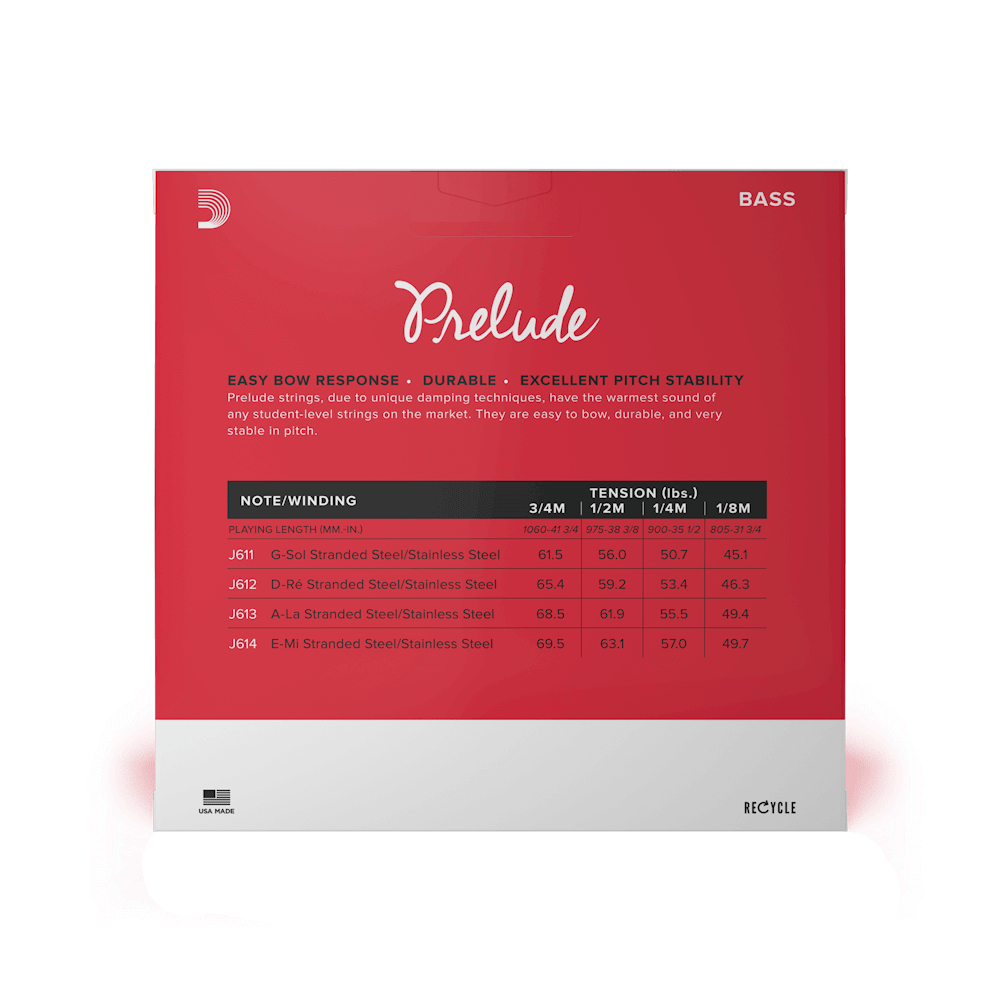 D'Addario Prelude Bass Single D String, 1/8 Scale, Medium Tension - Image 3