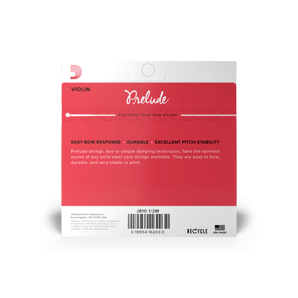 D'Addario Prelude Violin Strings Set 1/2 Scale, Medium Tension Full set - Image 3