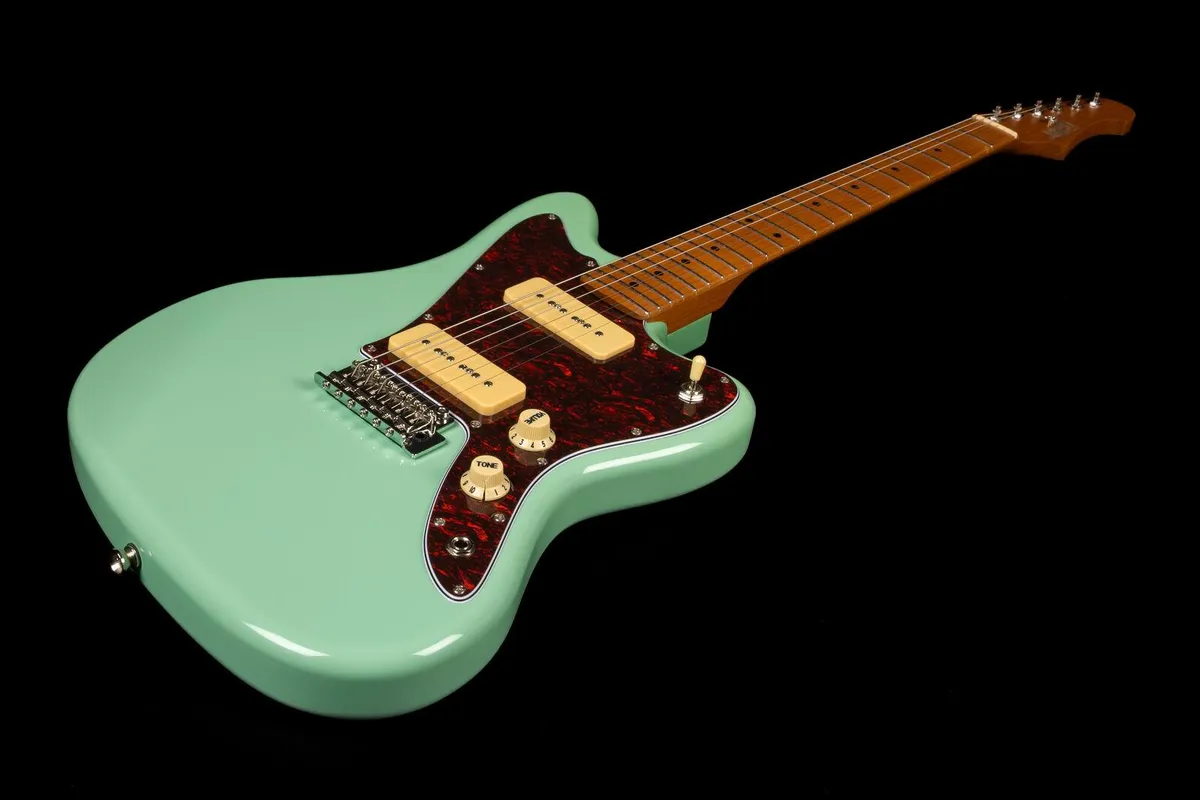 JET JJ-300 P90 Electric Guitar - Roasted Maple, Sea Foam Green - Image 3