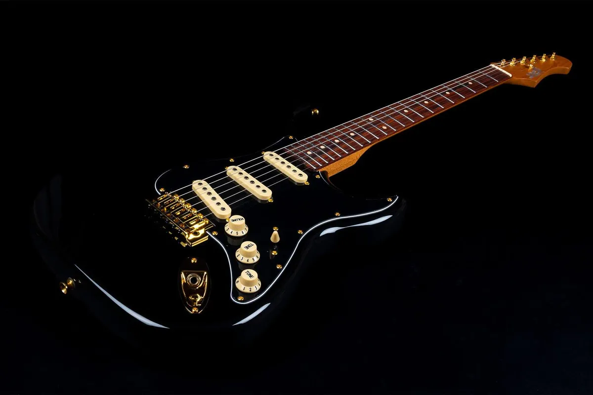 JET JS-380-BK-G Electric Guitar - Black with Gold Hardware - Image 3