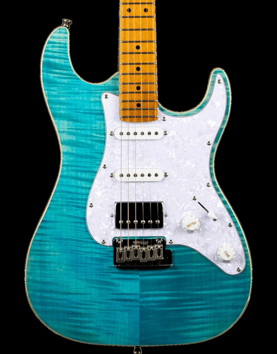 Jet JS-450-OBL Electric Guitar - Flamed Top - Ocean Blue - Image 3