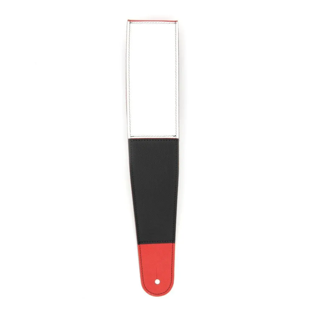 D'Addario Deluxe Leather Guitar Strap, Horizontal Stripe, Black Red and White - Image 3