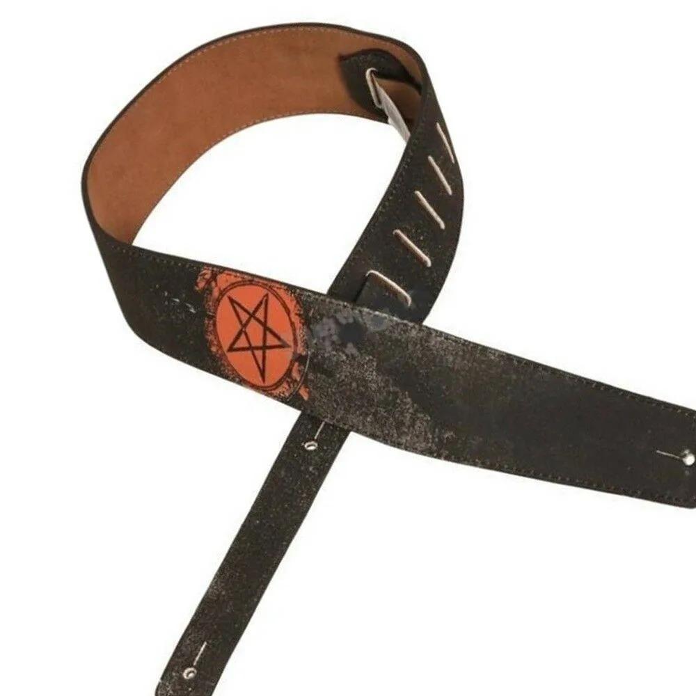 Planet Waves Stoned Leather 2.5 Adjustable Guitar Strap Pentagram 25STL04 - Image 3