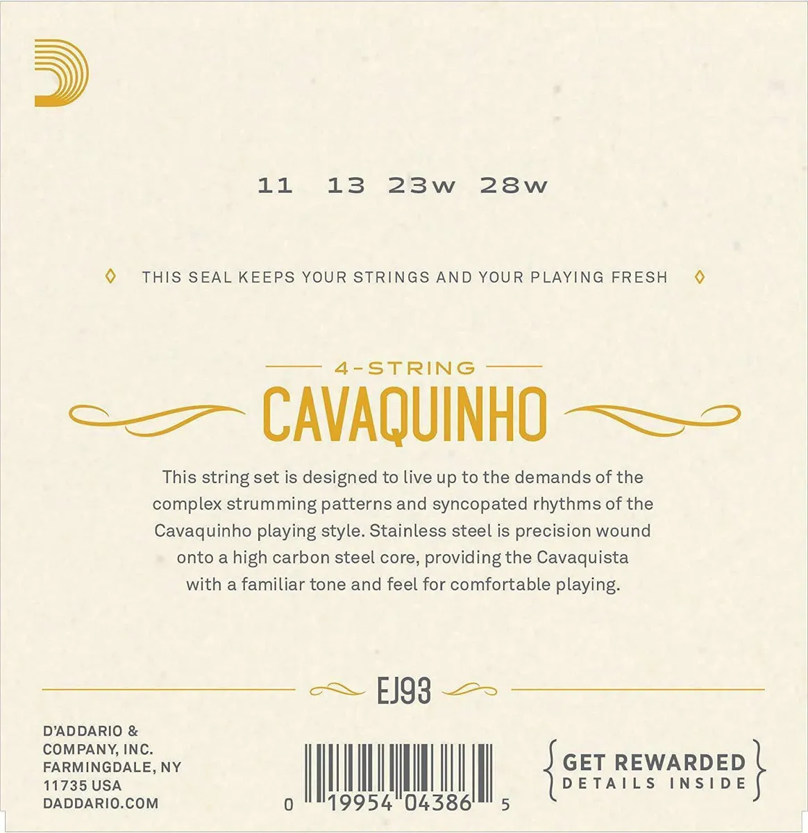 D'Addario J93 Cavaquinho Strings Stainless Steel wound 11 - 28 EJ93 - Image 3