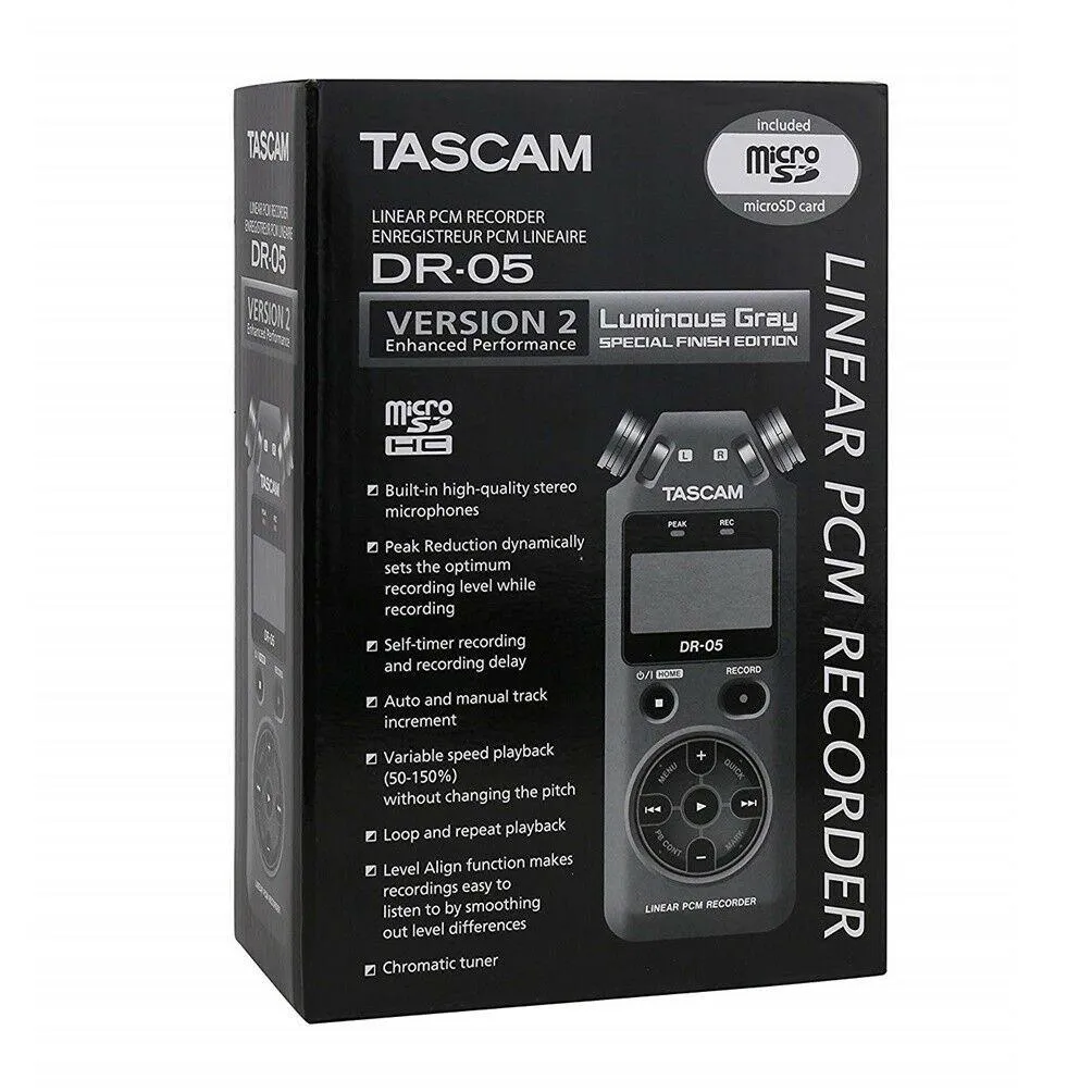 Tascam DR05 V2 Portable Handheld Electronic Digital Recorder PCM DR-05 Grey - Image 3