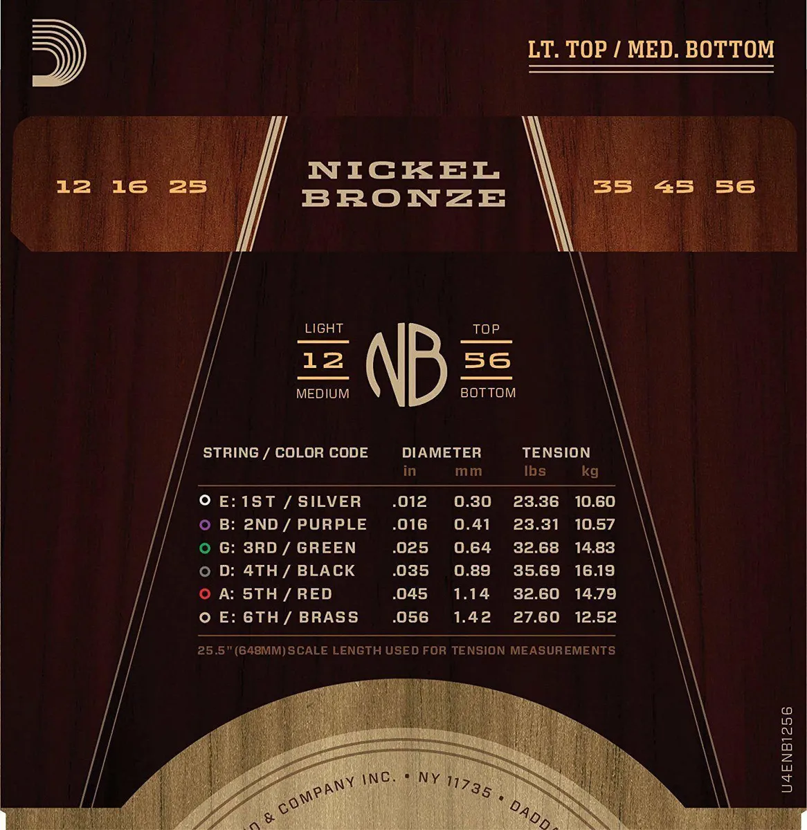 D'Addario Nickel Bronze Acoustic Guitar Strings Light Top / Med Bottom 12 - 56 - Image 3