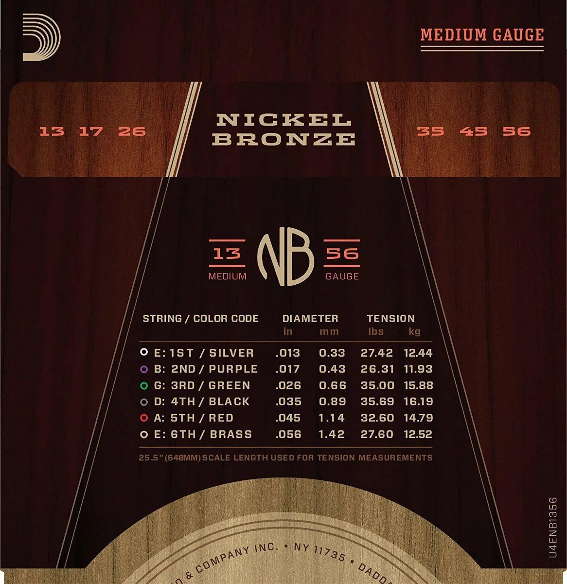D'Addario Nickel Bronze Acoustic Guitar Strings Medium 13 - 56 - NB1356 - Image 3