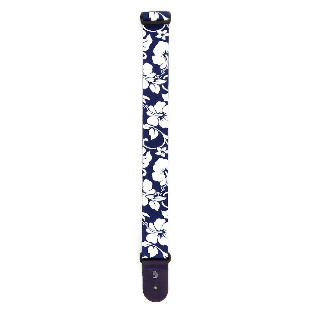 D'Addario Woven Hibiscus Guitar Strap, Blue - Image 3