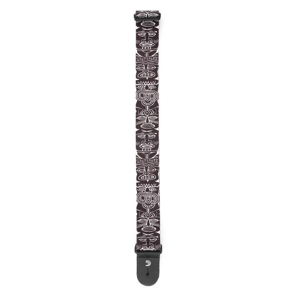 D'Addario Woven Guitar Strap, Tiki Totem Pole, Black & White - Image 3