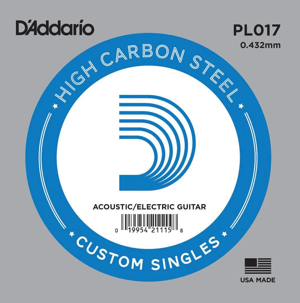 D'Addario PL017 Plain Steel Guitar Single String, .017 - Image 3