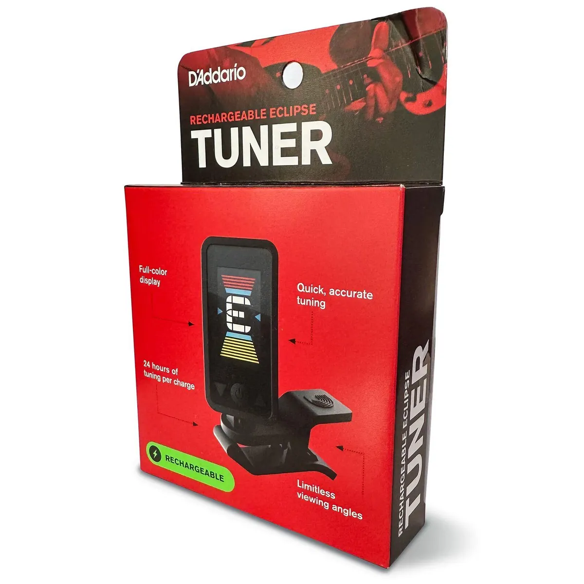 D'addario Eclipse Rechargeable Clip-On Tuner 5 Sets EXL125 Guitar Strings - Image 3