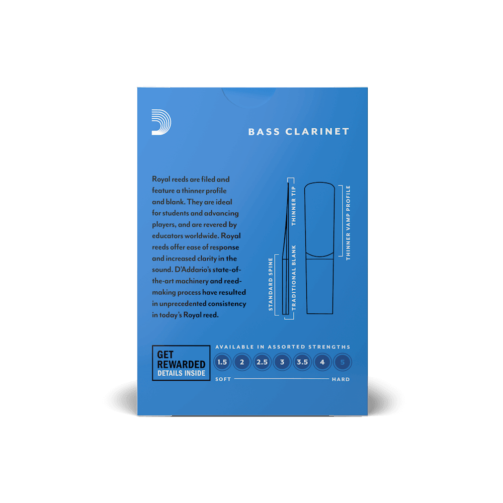 Royal by D'Addario Bass Clarinet Reeds, Strength 3.5, 10 Pack - Image 3