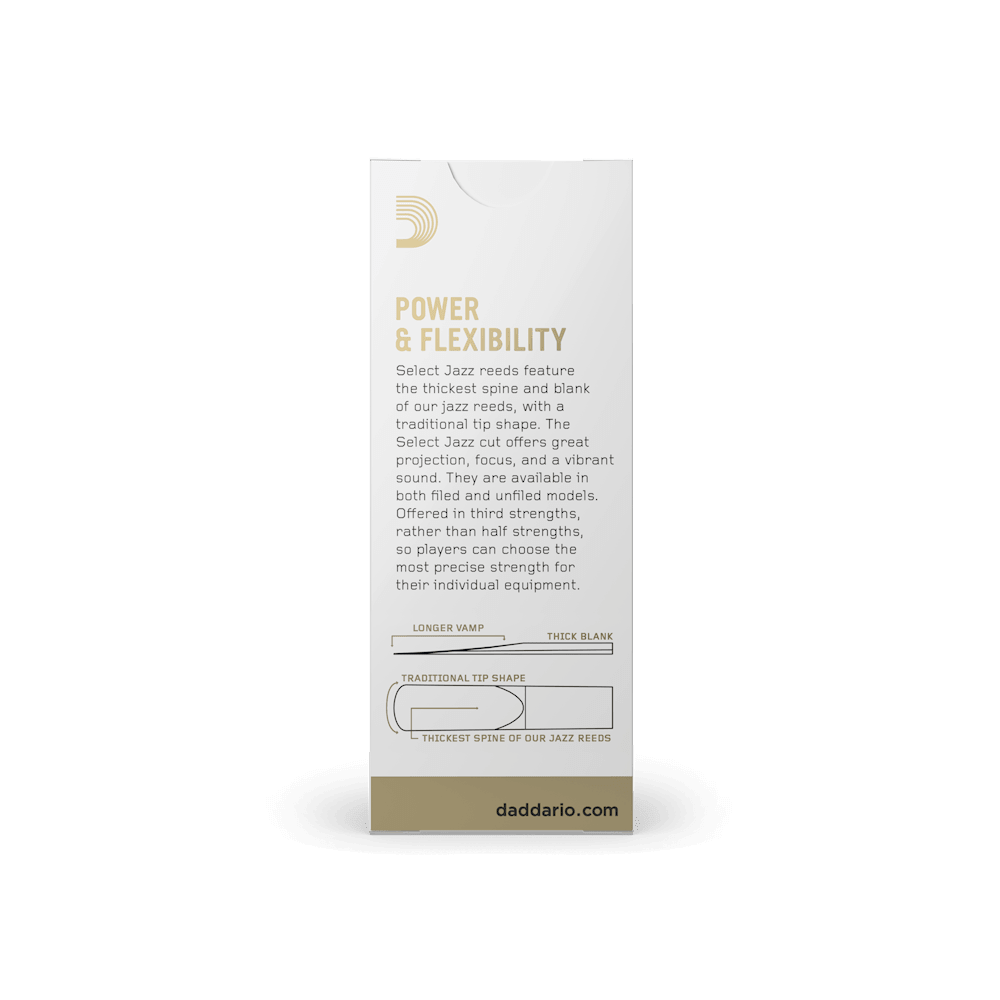 D'Addario Select Jazz Filed Baritone Saxophone Reeds, Strength 4 Hard, 5-pack - Image 3