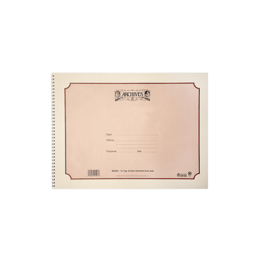 Archives Spiral-Bound Manuscript Book, 18 Stave, 64 pages, 12 x 16 inches - Image 3
