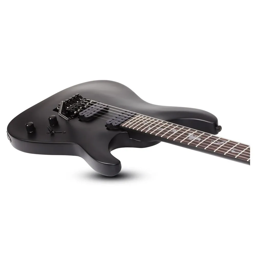 Schecter Damien-6 FR SBK Electric Guitar - Satin Black - Floyd Rose Fact 2nd - Image 3