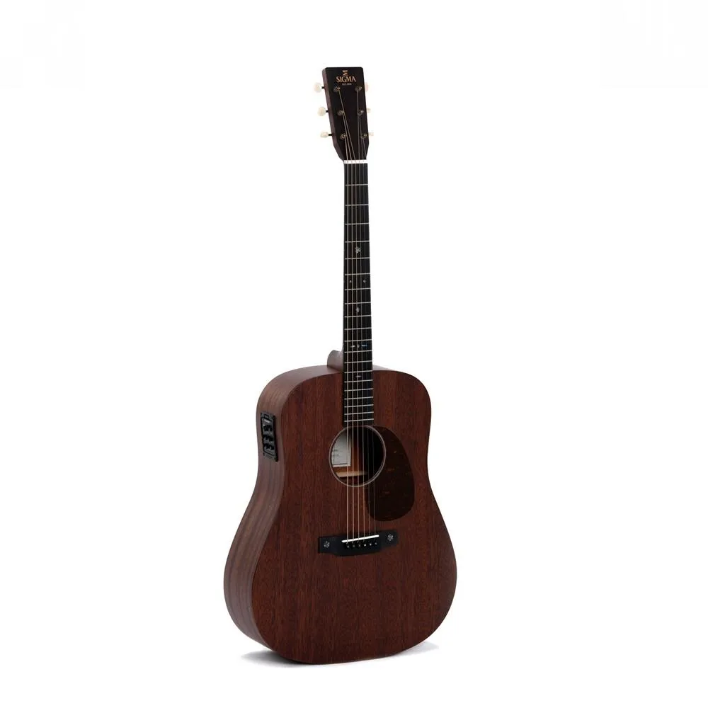 Sigma SDM-15E Dreadnought Acoustic Electric Guitar - Solid Mahogany - Image 3