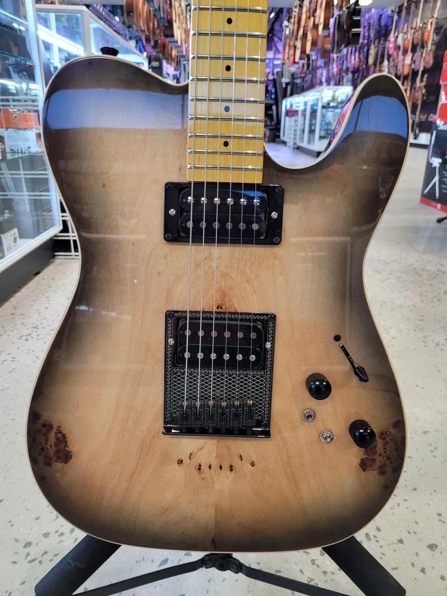 Sqoe SETL-600 Electric Guitar - Transparent natural wood color - Image 3