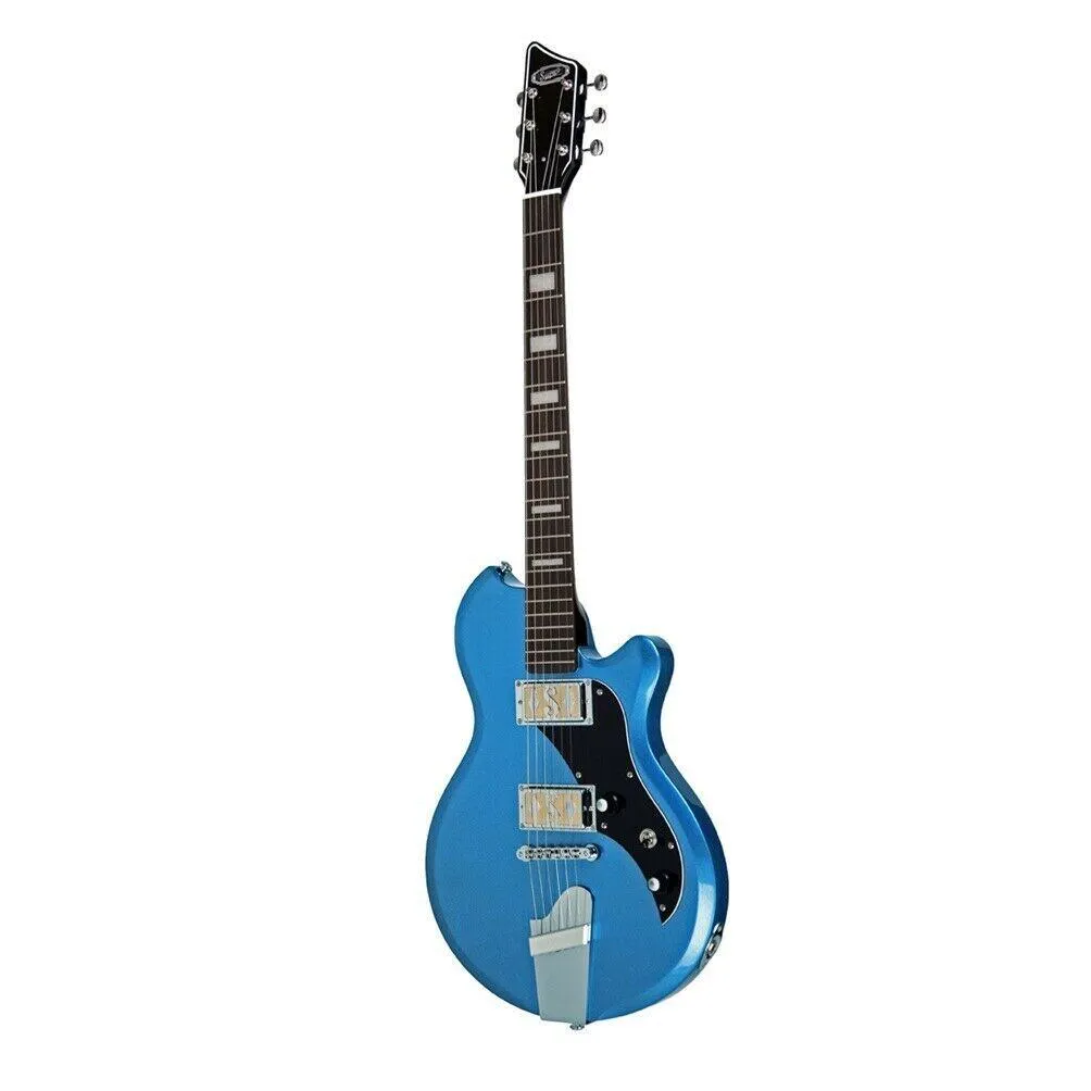 SUPRO Electric Guitar Westbury Metallic Blue - Gold Foil Pickups - Image 3