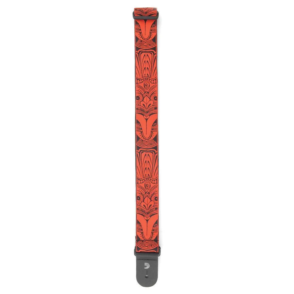 D'Addario Woven Guitar Strap, Tiki Mask, Red - Image 3