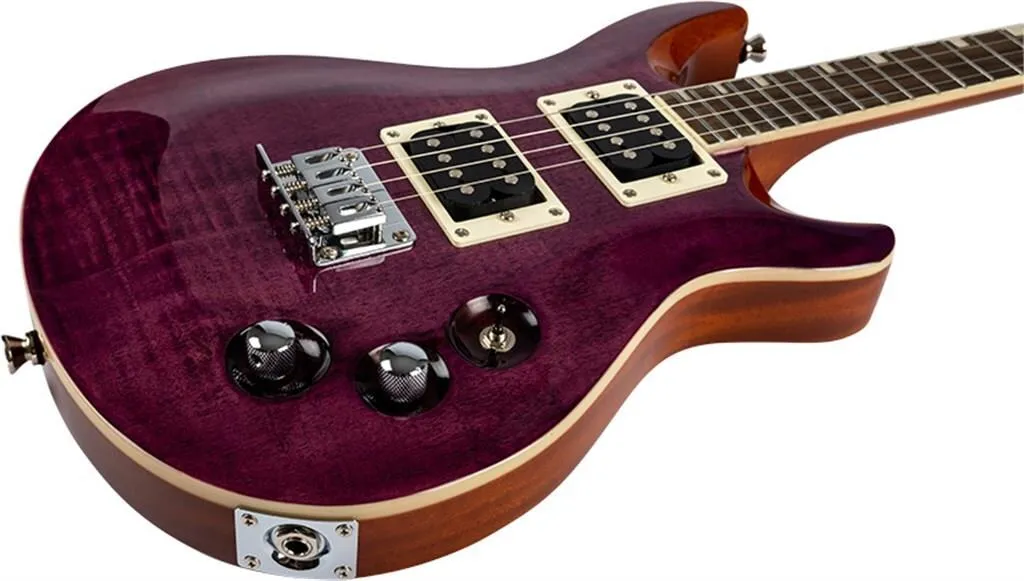Flight Vanguard Tenor Electric Ukulele - Trans Purple : Double Cut, Solid Body - Image 3
