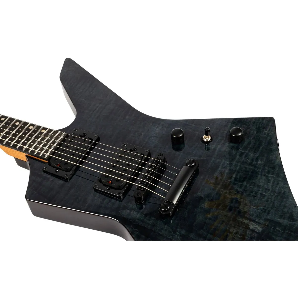 Spira Guitars X-500 TBK Ebony Fretboard Electric Guitar - Transparent Black - Image 3