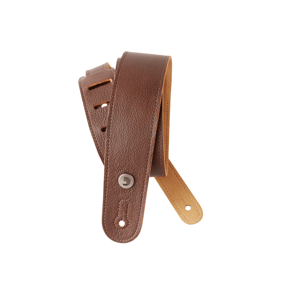 D'Addario Slim Garment Leather Guitar Strap, Brown - Image 4