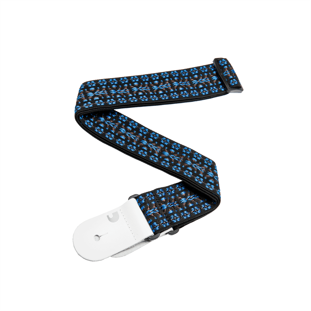D'Addario Woven Guitar Strap, Hootenanny, Blue/Black - Image 4