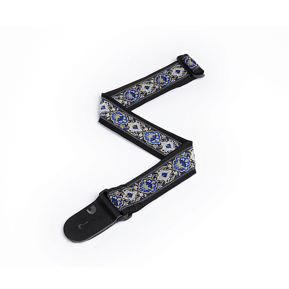 D'Addario Woven Guitar Strap, Blue Jaquard Design - Image 4