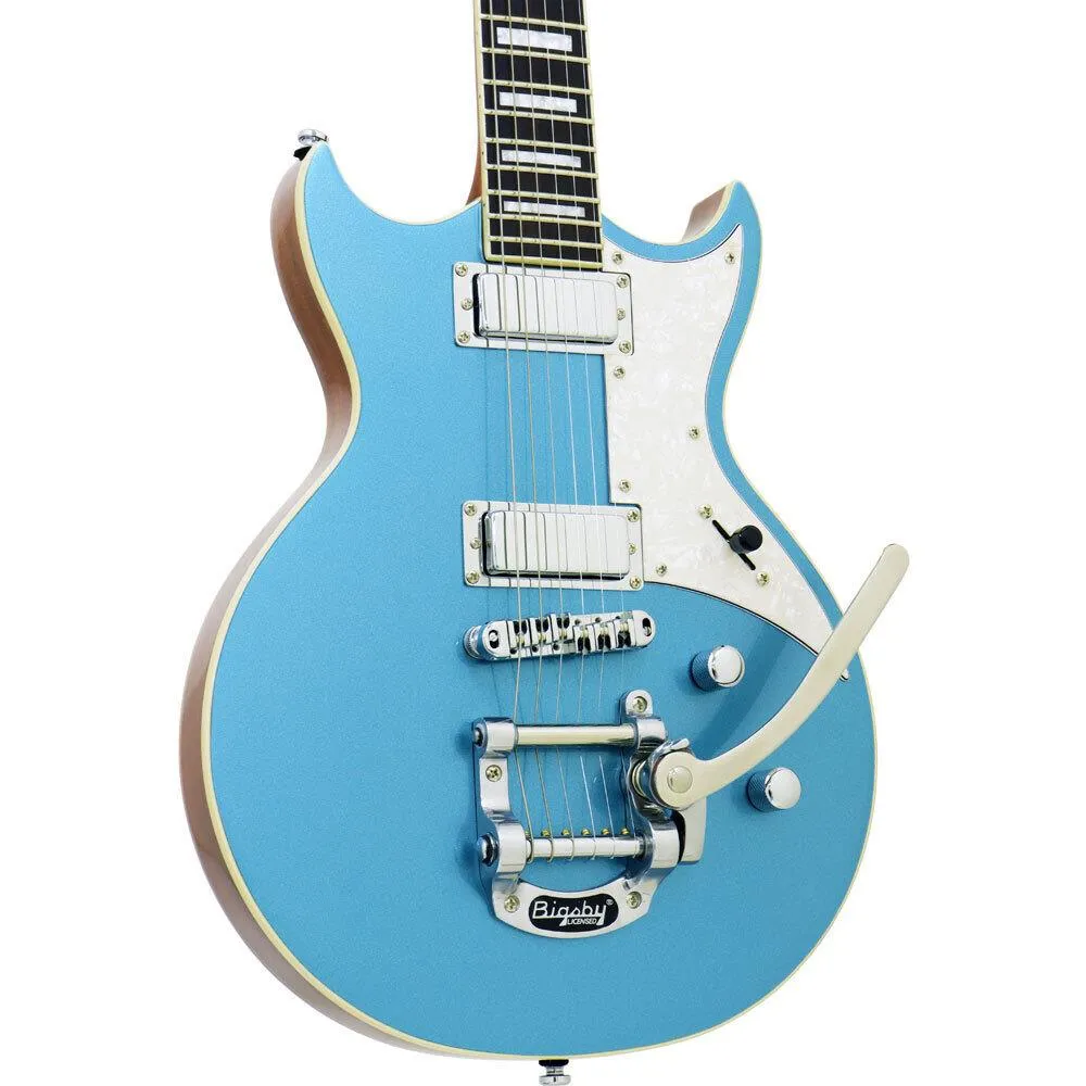 Aria 212-MK2 Bowery Semi-Hollow Electric Guitar in Phantom Blue - Image 4