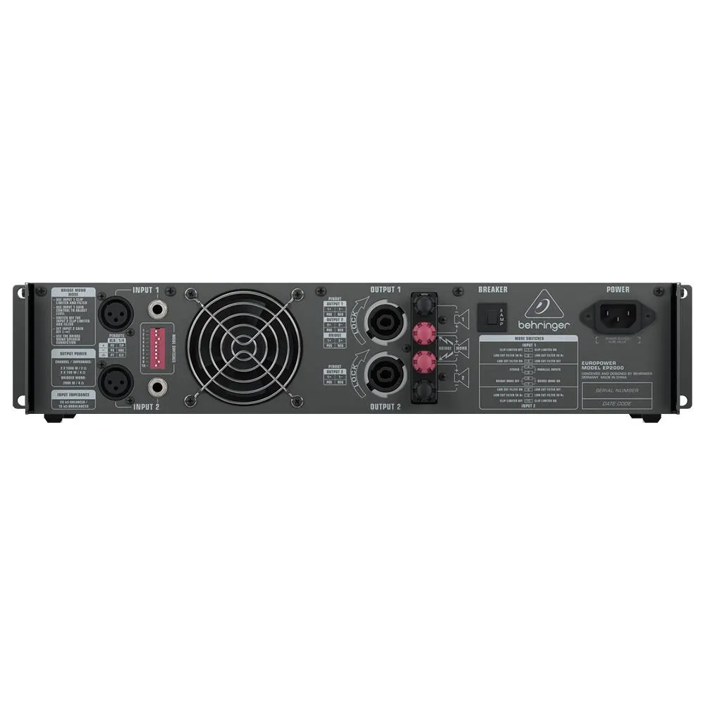The Behringer Professional 2,000-Watt Europower EP2000 PA Stereo Power Amplifier - Image 4