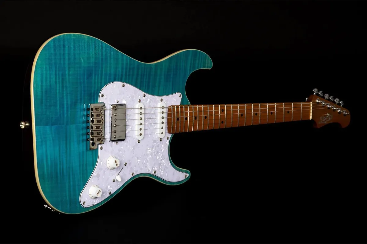Jet JS-450-OBL Electric Guitar - Flamed Top - Ocean Blue - Image 4