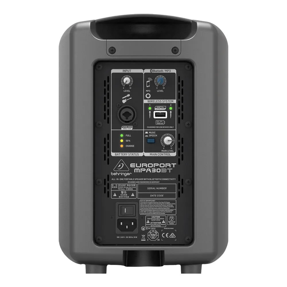 The Behringer All-In-One Portable 30-Watt Europort MPA30BT Bluetooth Speaker - Image 4