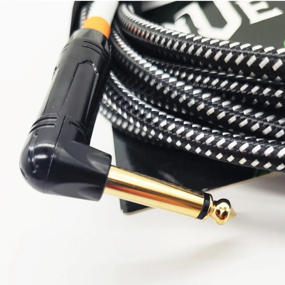 NVE Guitars Instrument Cable gold plated Plugs 20ft - 6m Straight to Angle - Black - Image 4
