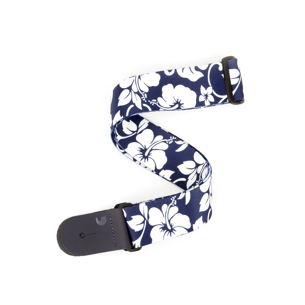 D'Addario Woven Hibiscus Guitar Strap, Blue - Image 4