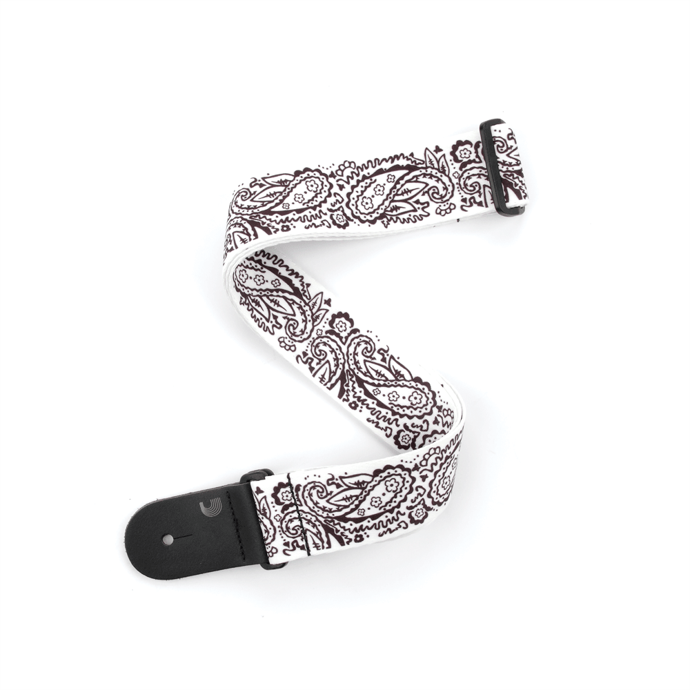 D'Addario Woven Guitar Strap, Paisley, White - Image 4