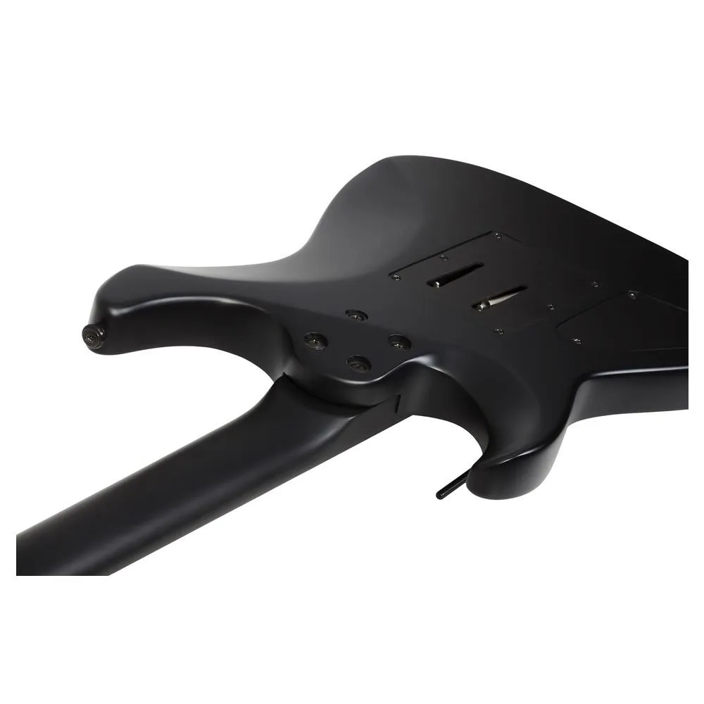 Schecter Damien-6 FR SBK Electric Guitar - Satin Black - Floyd Rose Fact 2nd - Image 4