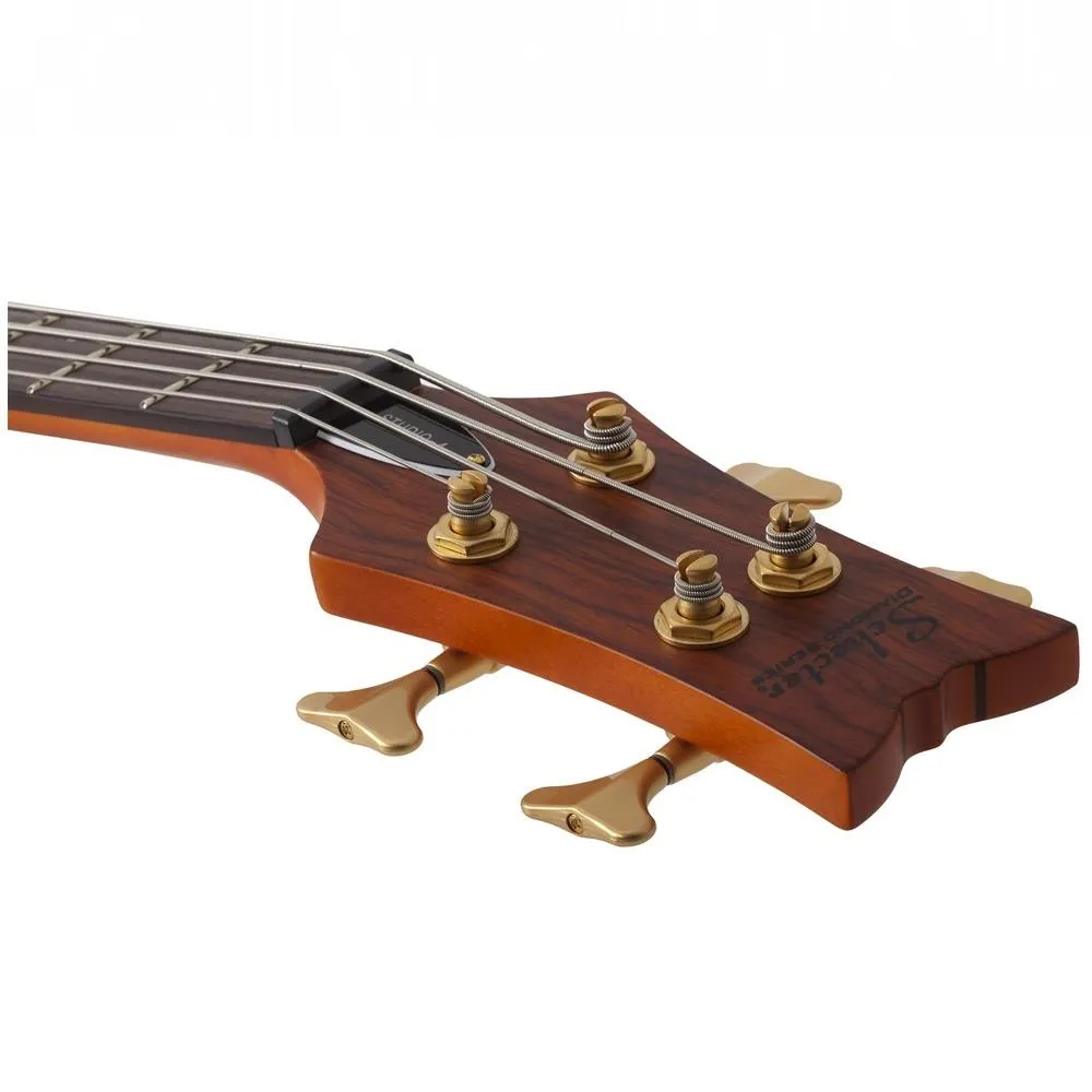 Schecter 4 String Stiletto Studio-4 electric Bass Guitar - Honey Satin - Image 4