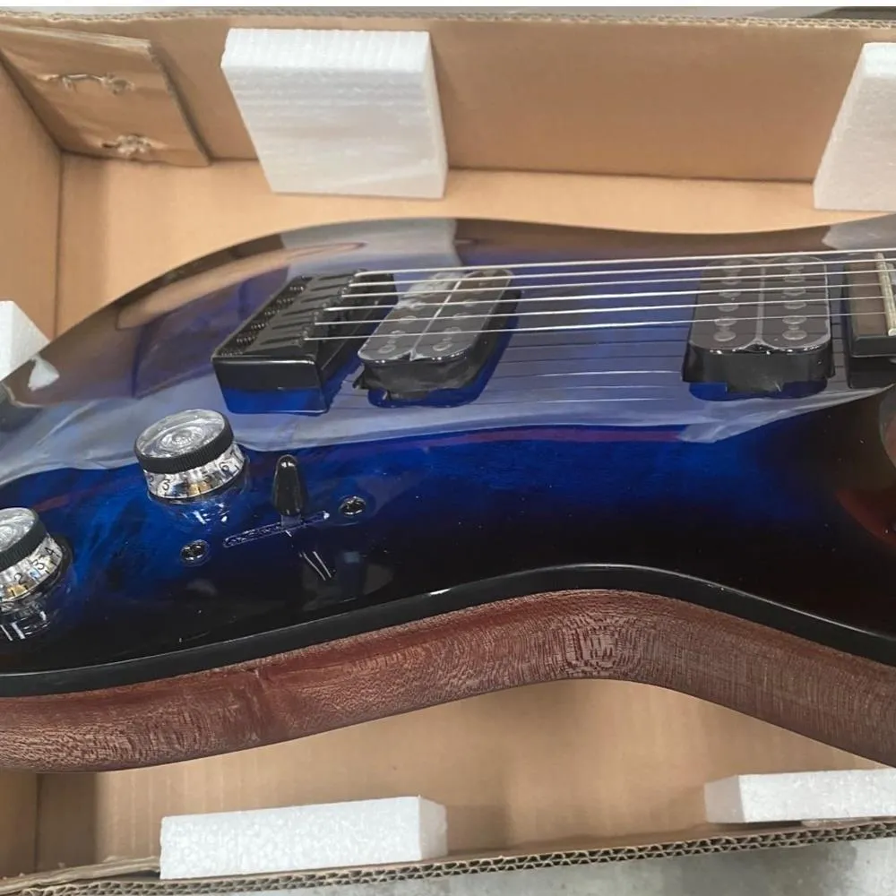 Schecter Omen Elite-6 Electric Guitar - See Thru Blue Burst Fact 2nd - Image 4