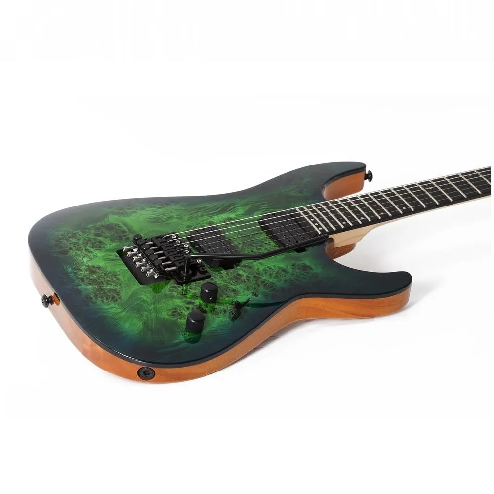 Schecter C-6 Pro Floyd Rose Electric Guitar Aqua Burst - Image 4